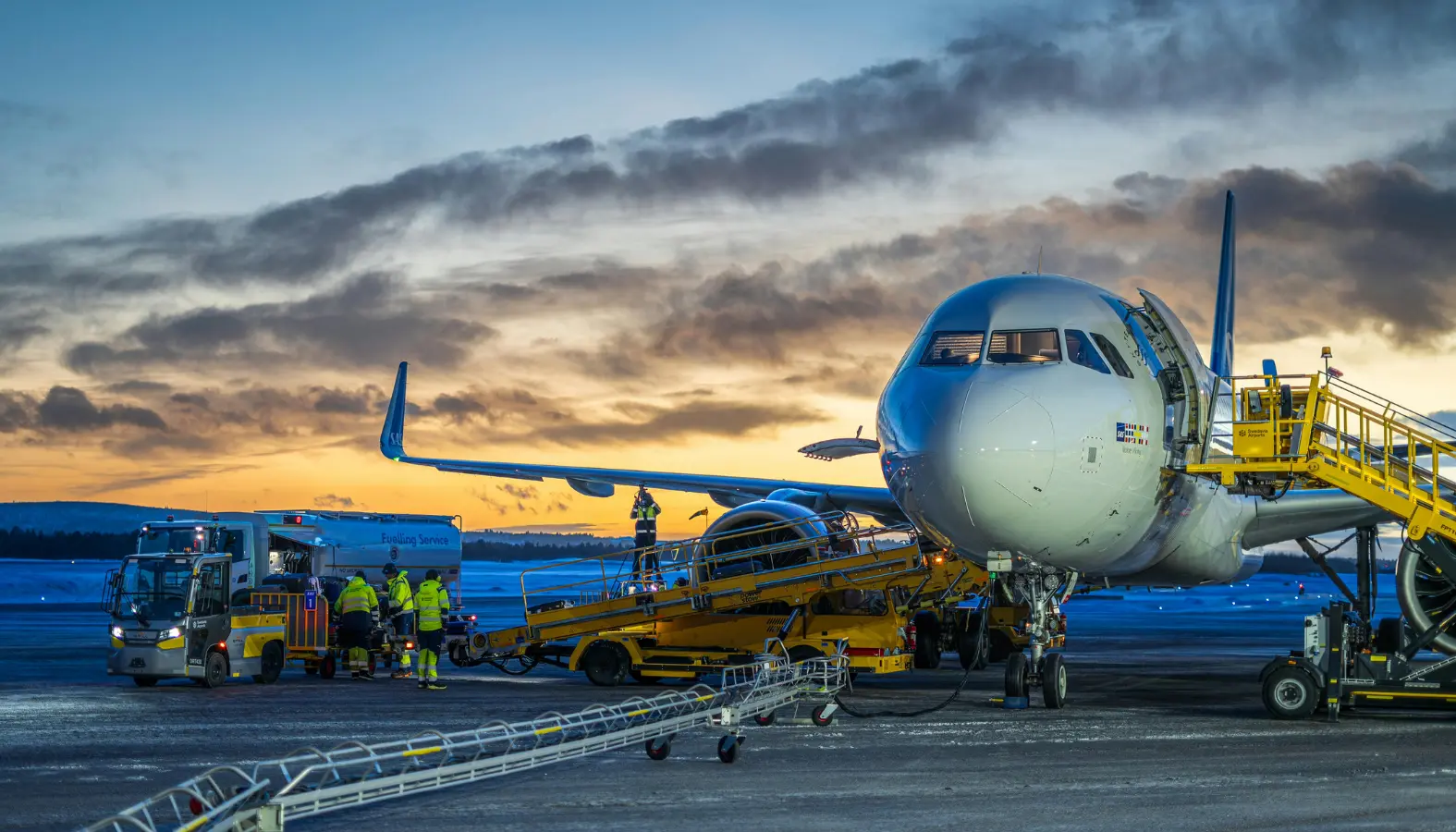 BenCal air freight aircraft on the apron at Perth Airport at dusk, ready for African-bound cargo departure
