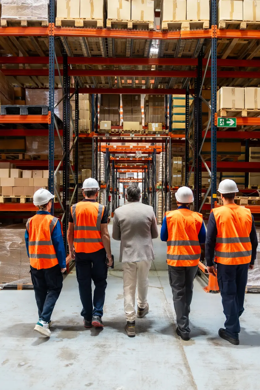 BenCal cargo consolidation team walking through the Perth depot warehouse in Western Australia